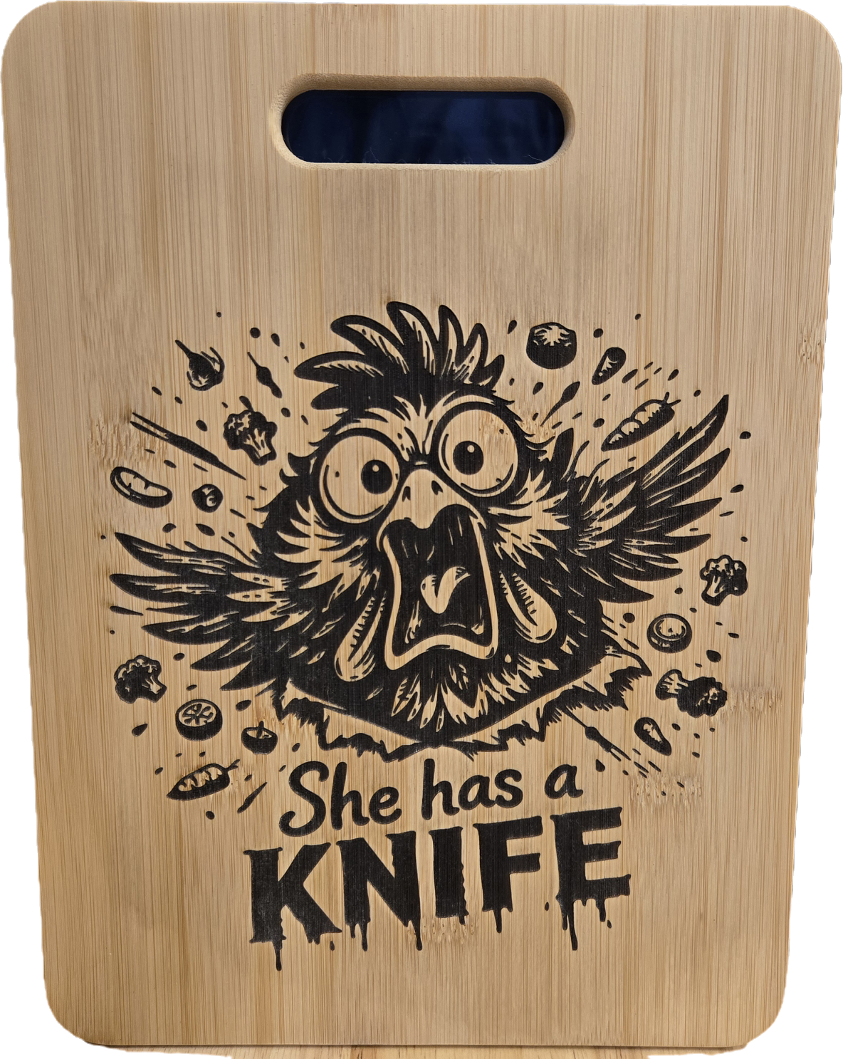 SHE HAS A KNIFE Cutting Board