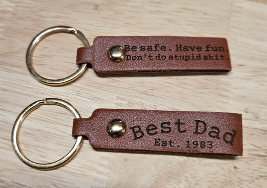 Earth Brown Leather Keychain